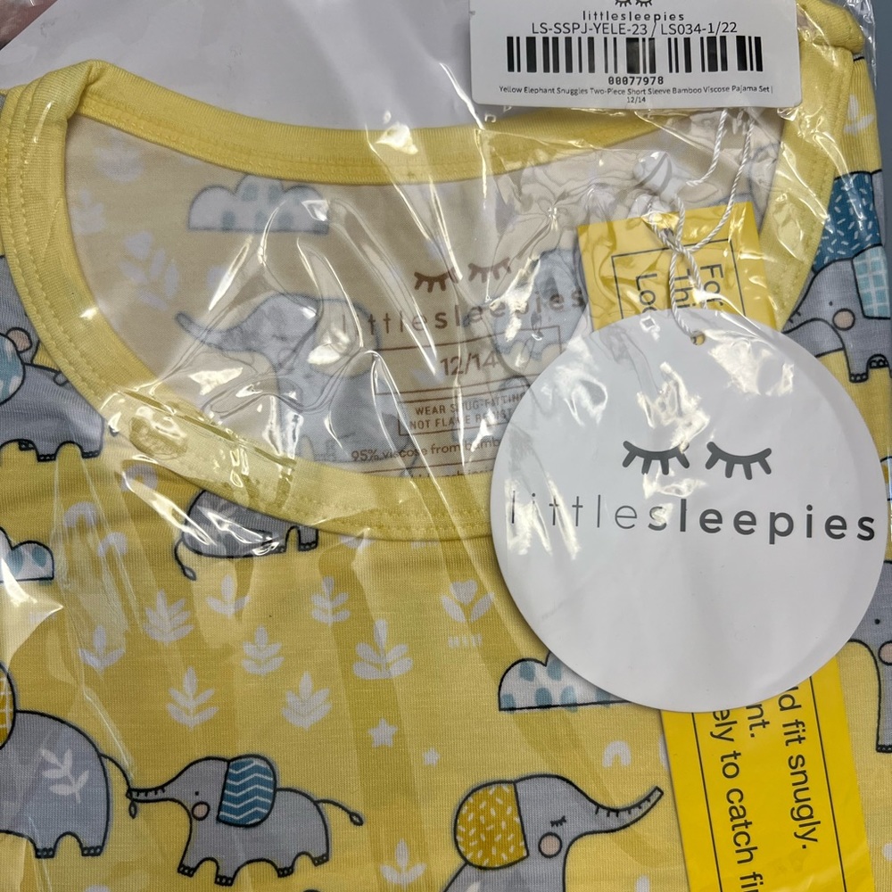Little Sleepies Yellow Elephant Print- New